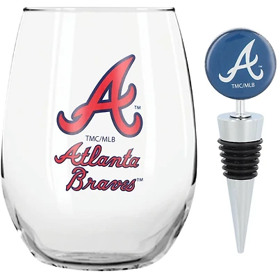 The Memory Company Atlanta Braves 15oz Stemless Tumbler With Wine Bottle Stopper