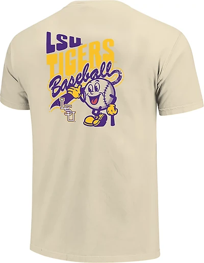 Image One Men's LSU Tigers Baseball Retro Vibe Comfort Color Short Sleeve T-shirt