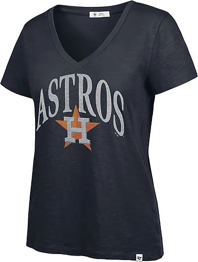 47 Brand Women's Astros Tried N True Slub Short Sleeve V-Neck T-shirt