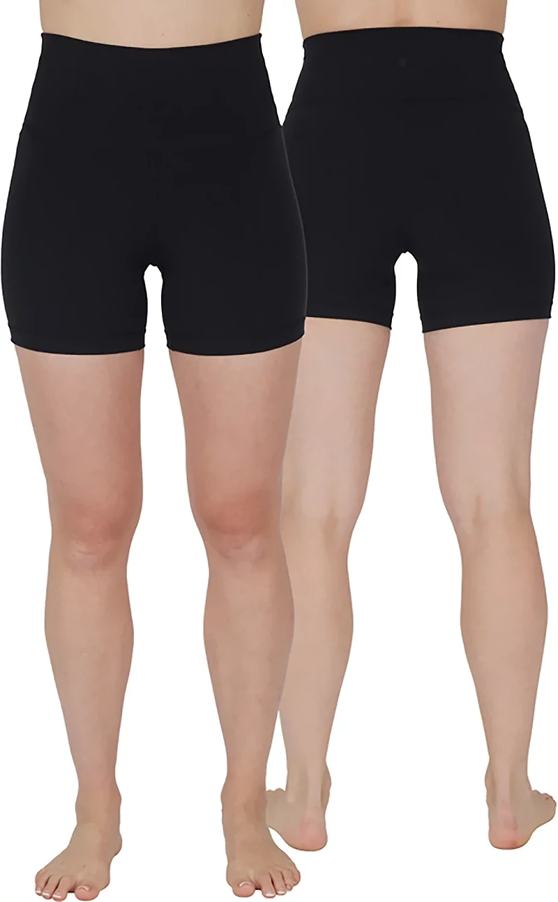 90 Degree by Reflex Women's Lux Crossover and Classic Bike Shorts 5 2-Pack