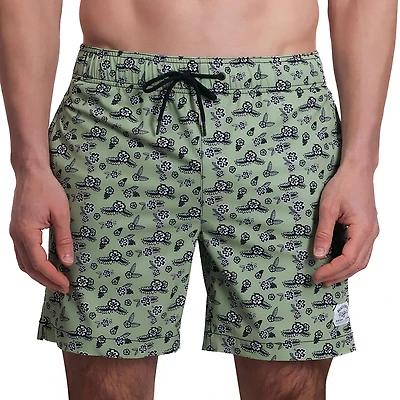 Beach Bros Men's Geo Floral Leaf Swim Trunk Shorts 6.5