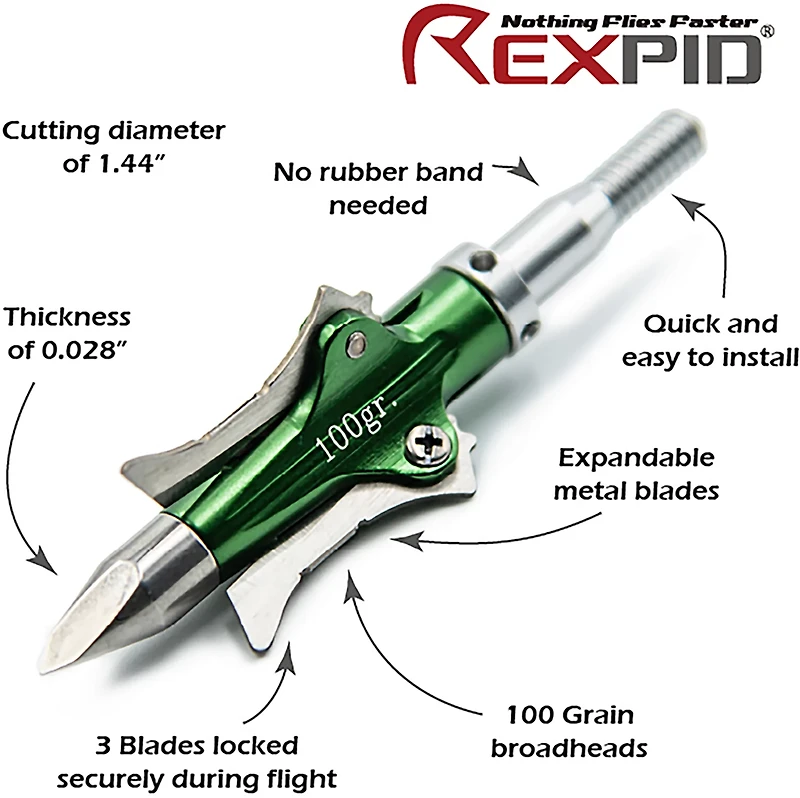 Rexpid III Grain Mechanical Broadheads 3-Pack