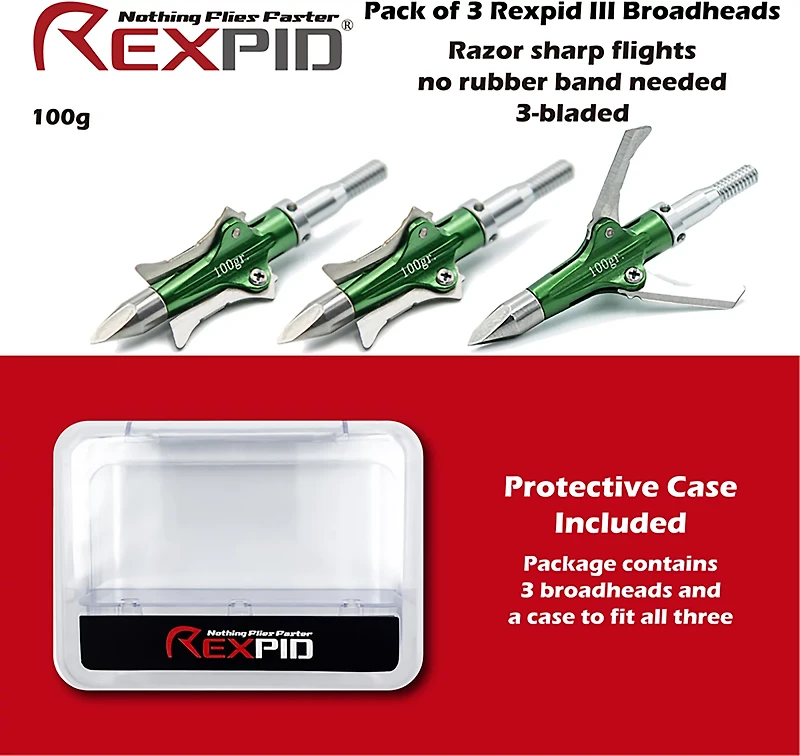 Rexpid III Grain Mechanical Broadheads 3-Pack