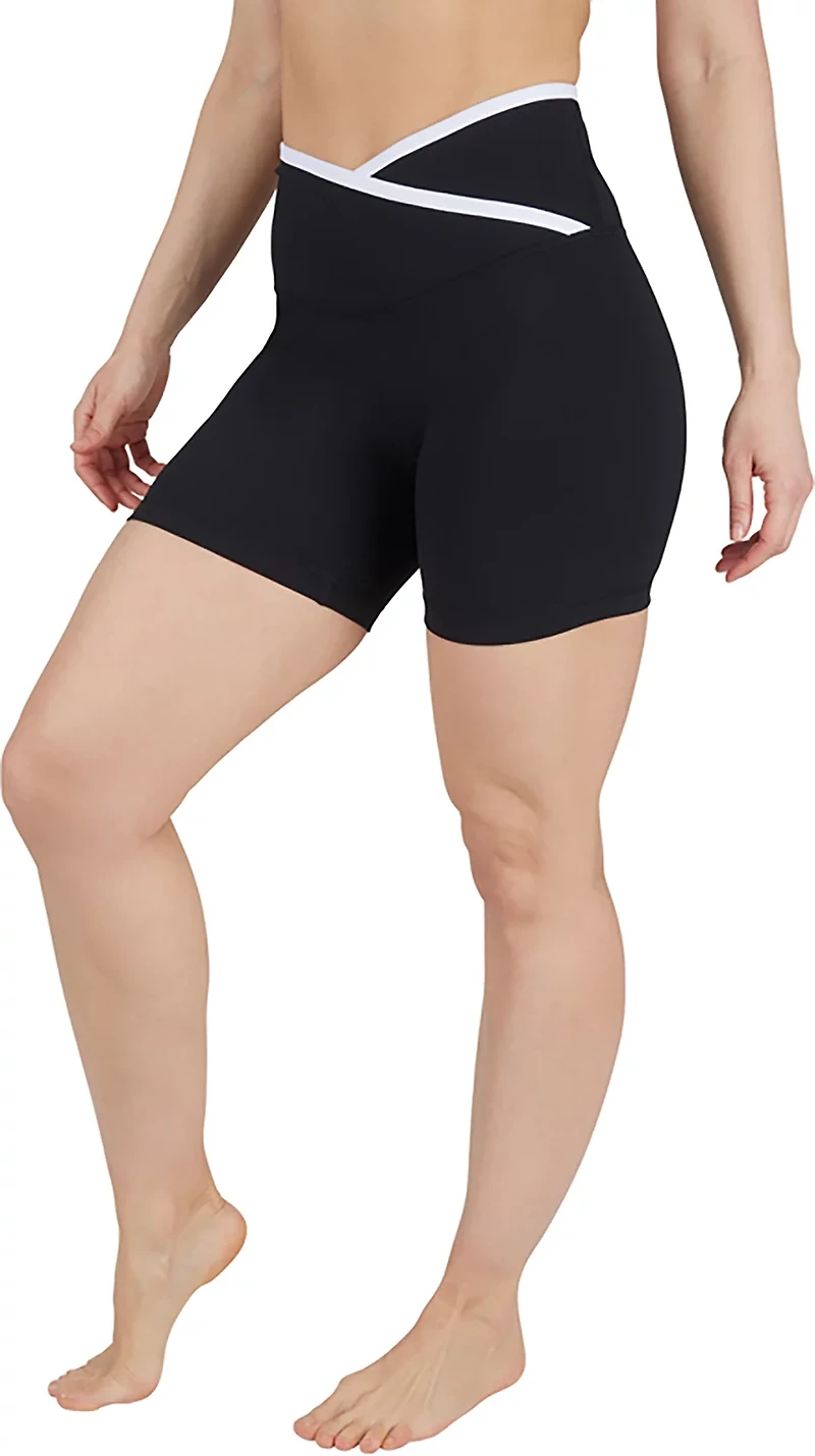90 Degree by Reflex Women's Lux Crossover High Waist Bike Shorts 5 2-Pack