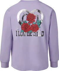 BCG Girls' Cotton Flower Child Graphic Long Sleeve T-shirt