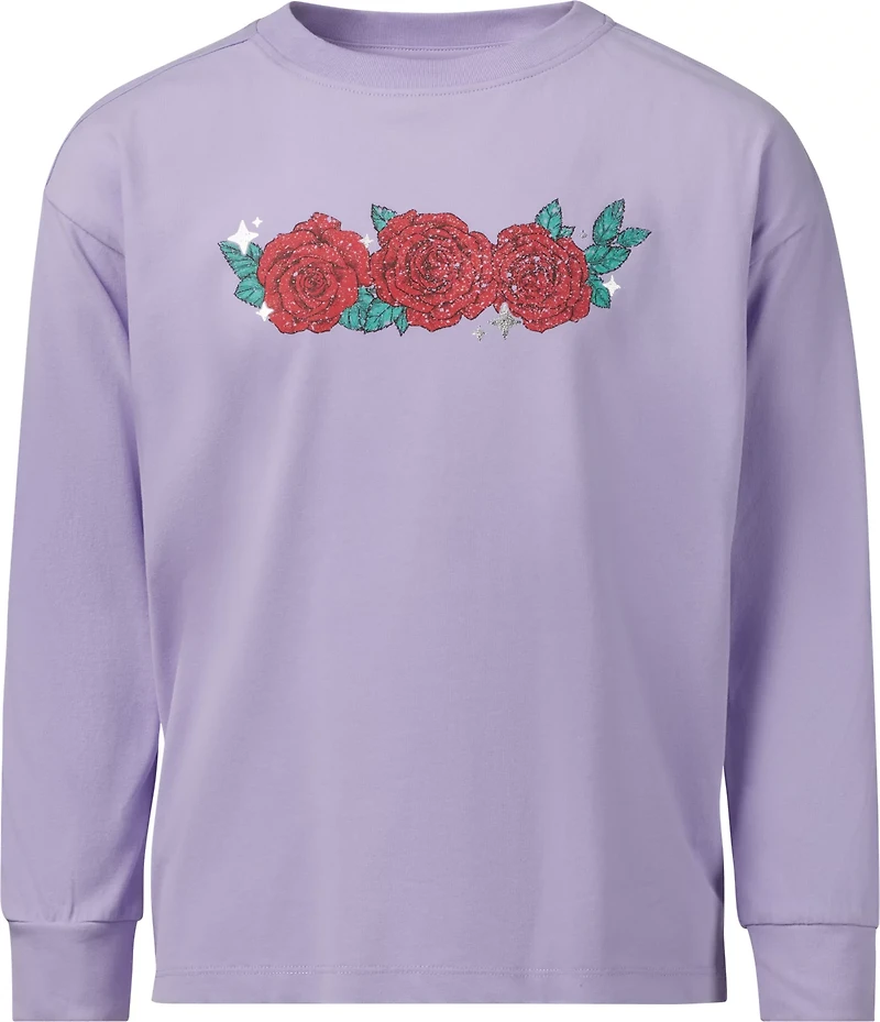 BCG Girls' Cotton Flower Child Graphic Long Sleeve T-shirt