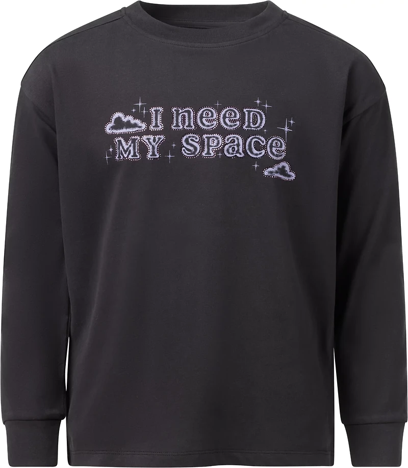BCG Girls' Cotton Need Space Graphic Long Sleeve T-shirt