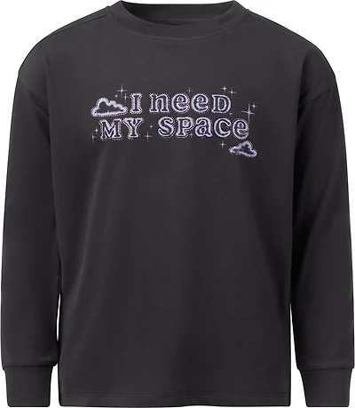 BCG Girls' Cotton Need Space Graphic Long Sleeve T-shirt