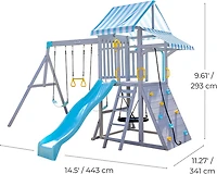 Teamson Kids' Laguna Swing Playset with Platform and Rock Wall