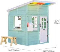 Teamson Kids' Rainbow Shade Wooden Playhouse with Kitchen and Bench
