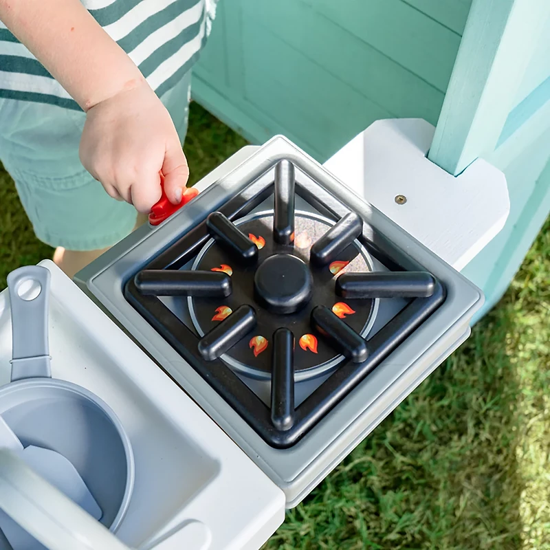Teamson Kids' Rainbow Shade Wooden Playhouse with Kitchen and Bench