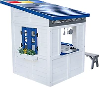 Teamson Kids' Rainbow Shade Wooden Playhouse with Kitchen and Bench
