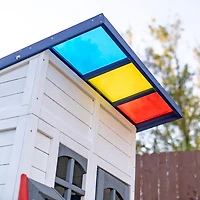 Teamson Kids' Rainbow Shade Wooden Playhouse with Kitchen and Bench