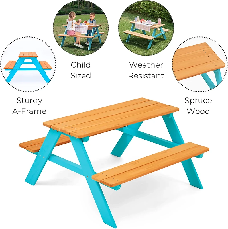 Teamson Kids' Classic A-Frame Wooden Picnic Table