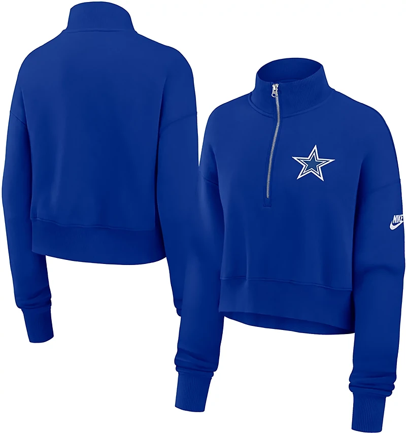 Nike Women's Dallas Cowboys Rewind Phoenix 1/4 Zip Long Sleeve Top