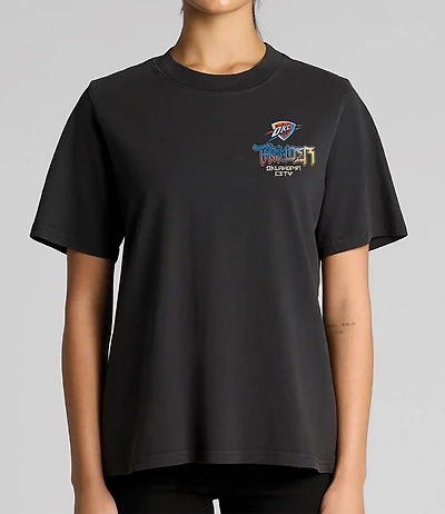 The Wild Collective Men's Oklahoma City Thunder Front & Back Streetwear Graphic T-shirt