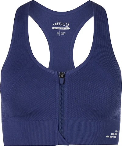 BCG Women's Seamless Zip Front Mid Impact Sports Bra