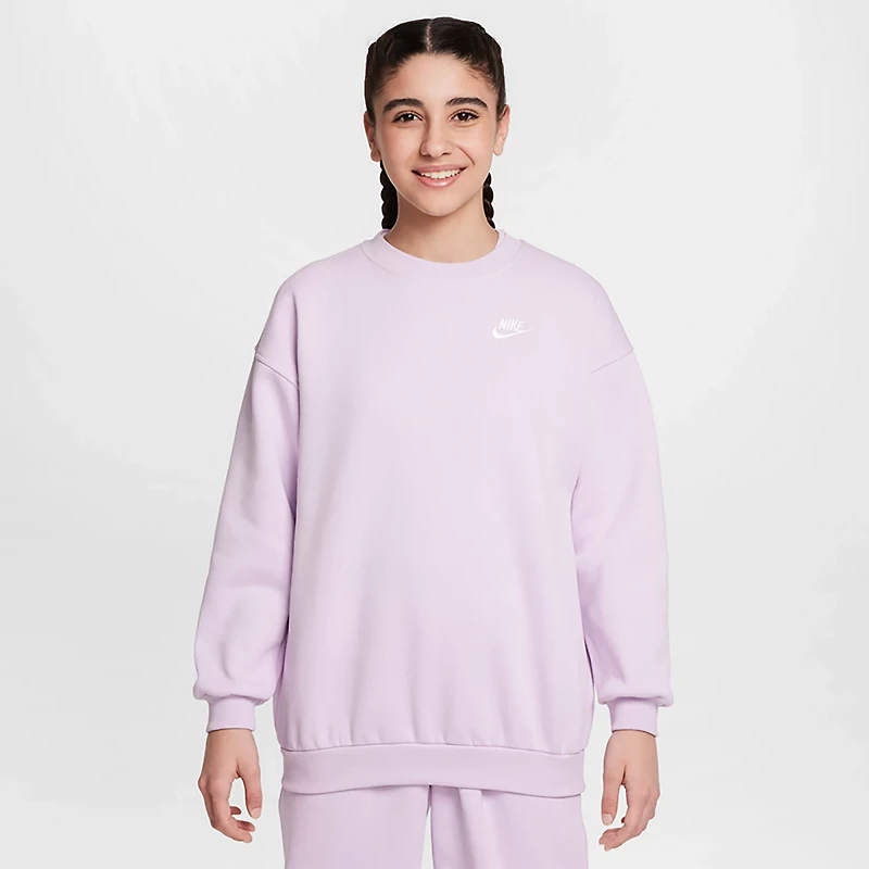 Nike Girls' Sportswear Club Fleece Oversized Crew Pullover