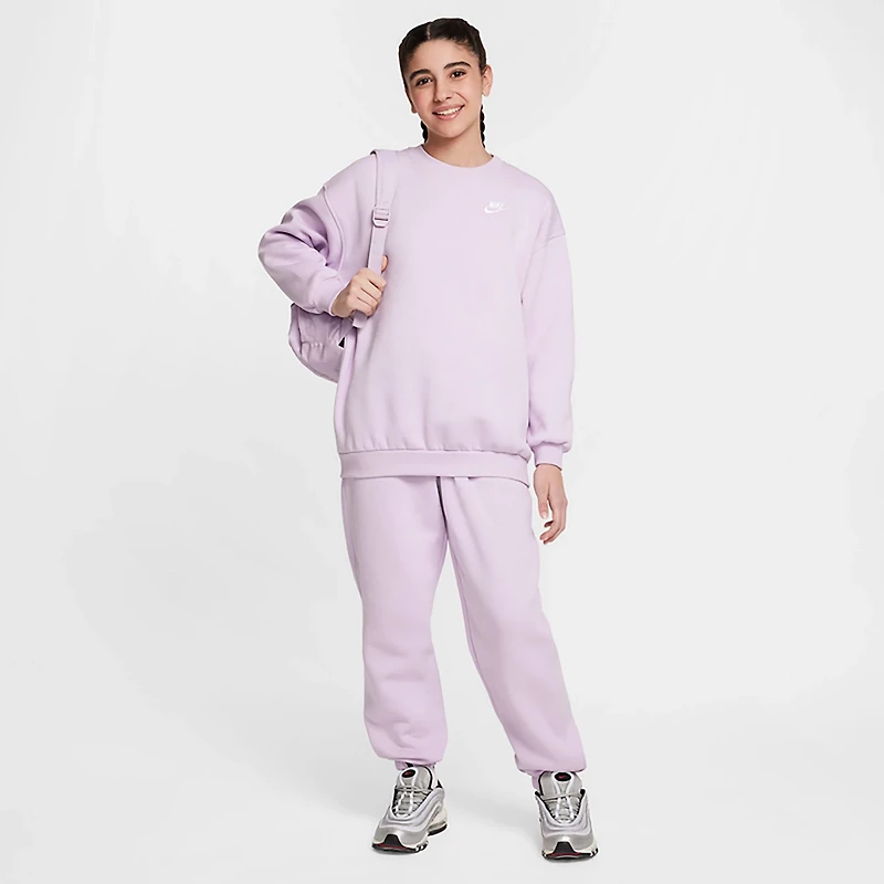 Nike Girls' Sportswear Club Fleece Oversized Crew Pullover