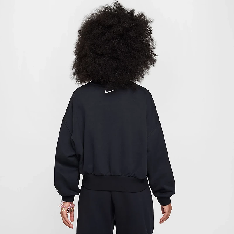 Nike Girls' Sportswear Club French Terry Boxy GX Star Crew Neck Sweatshirt