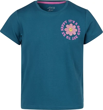 BCG Girls' Lifestyle Positive Daisy Cotton GFX Short Sleeve Graphic T-shirt
