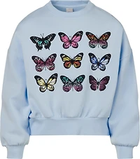 BCG Girls' Cotton Fleece Butterfly Cropped Crew