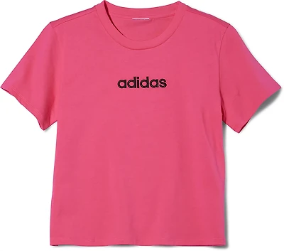adidas Girls' Cotton Embroidered Linear Short Sleeve T-shirt
