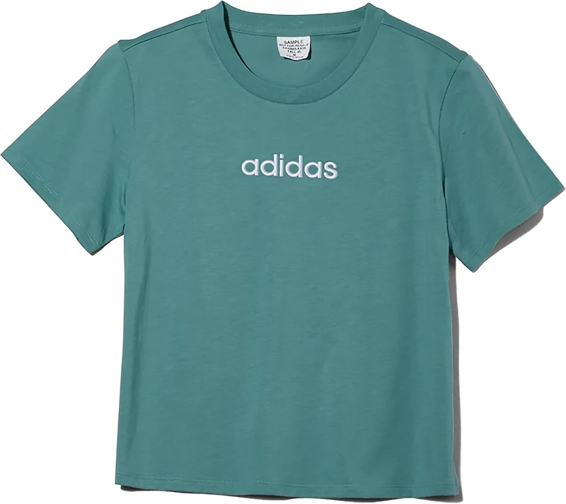 adidas Girls' Cotton Embroidered Linear Short Sleeve T-shirt
