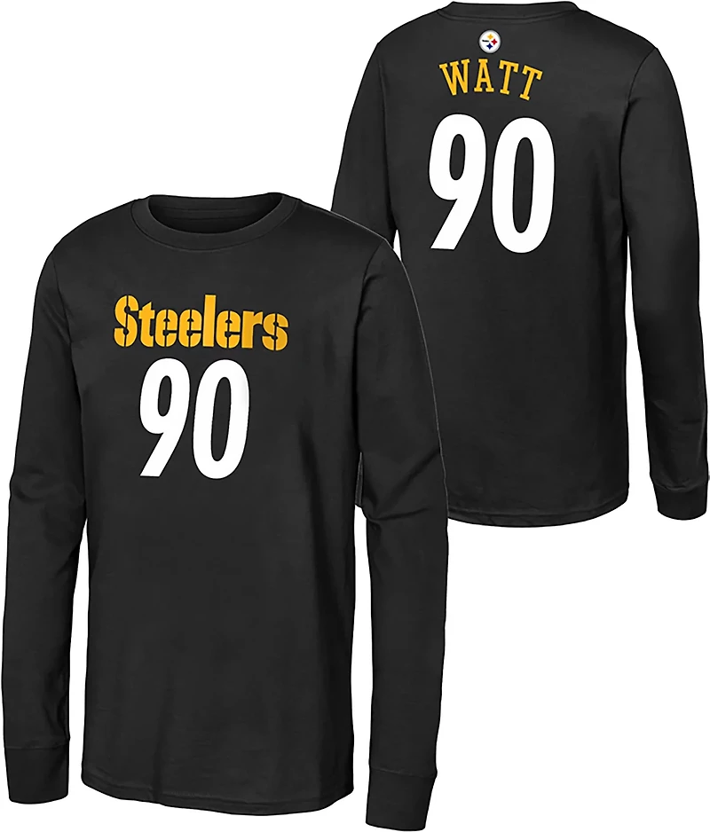 Outerstuff Kids' Pittsburgh Steelers TJ Watt Mainliner Name and Number T-shirt