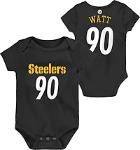 Outerstuff Infants' Pittsburgh Steelers TJ Watt Mainliner Name and Number Short Sleeve Creeper