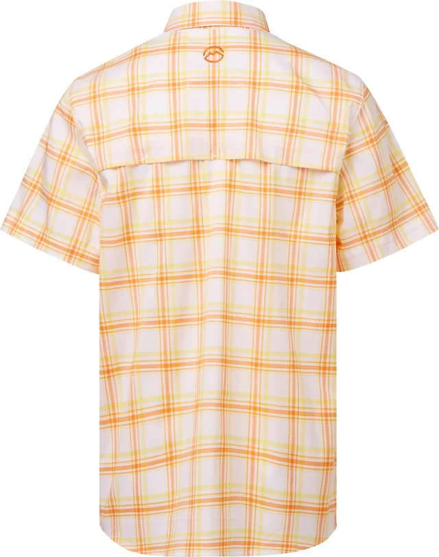Chemise Homme Magellan Outdoors Fish Gear – Manches Courtes, Orange à Carreaux, Taille XL