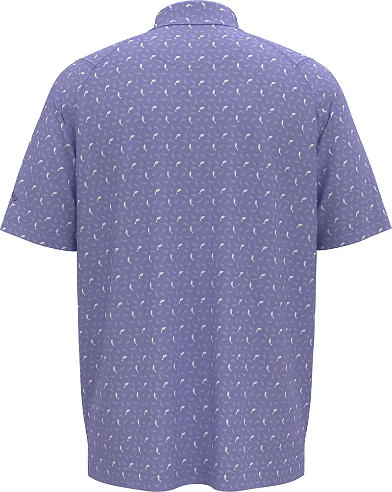 Callaway Men's Dolphin Texture Print Short Sleeve Polo Shirt