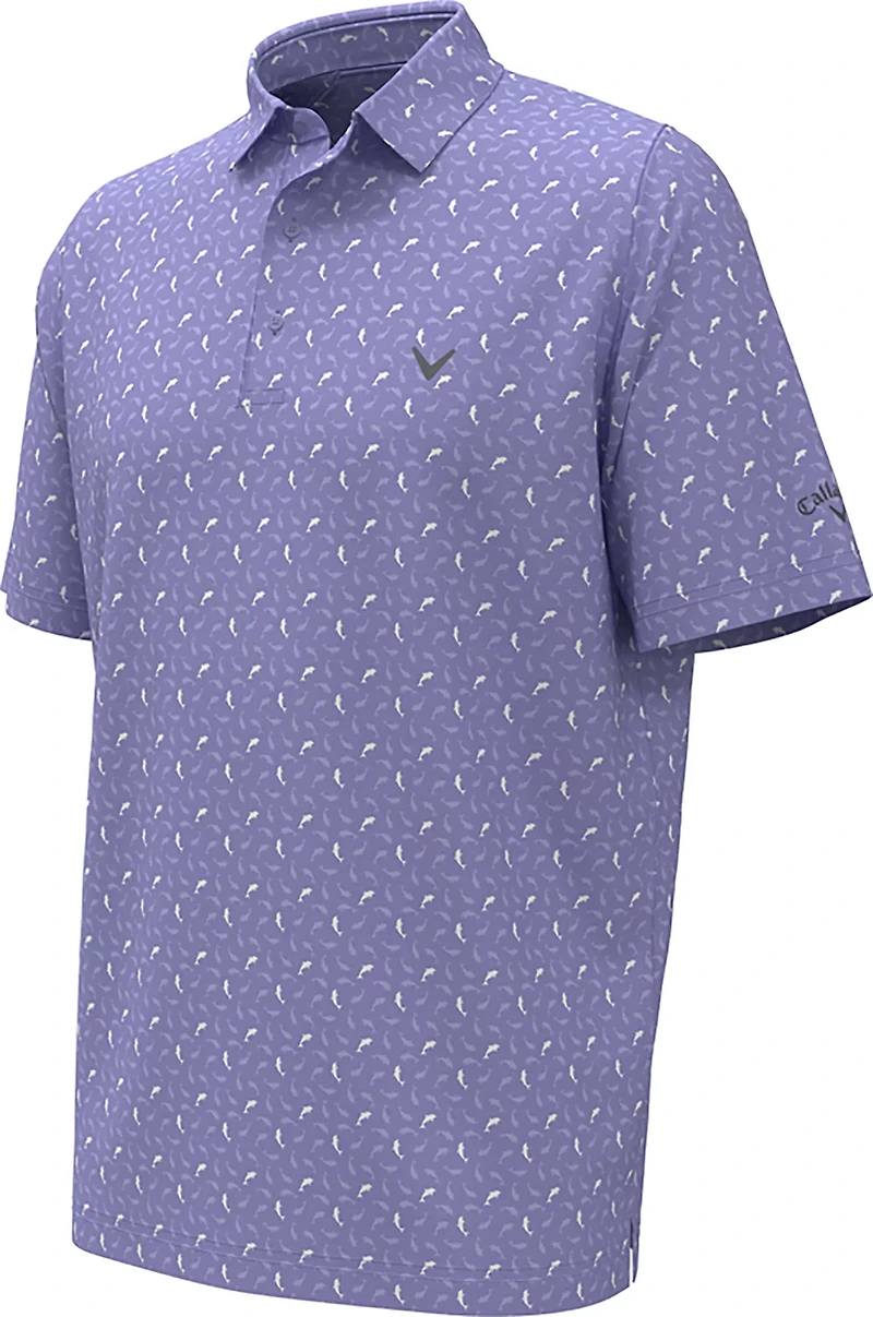 Callaway Men's Dolphin Texture Print Short Sleeve Polo Shirt