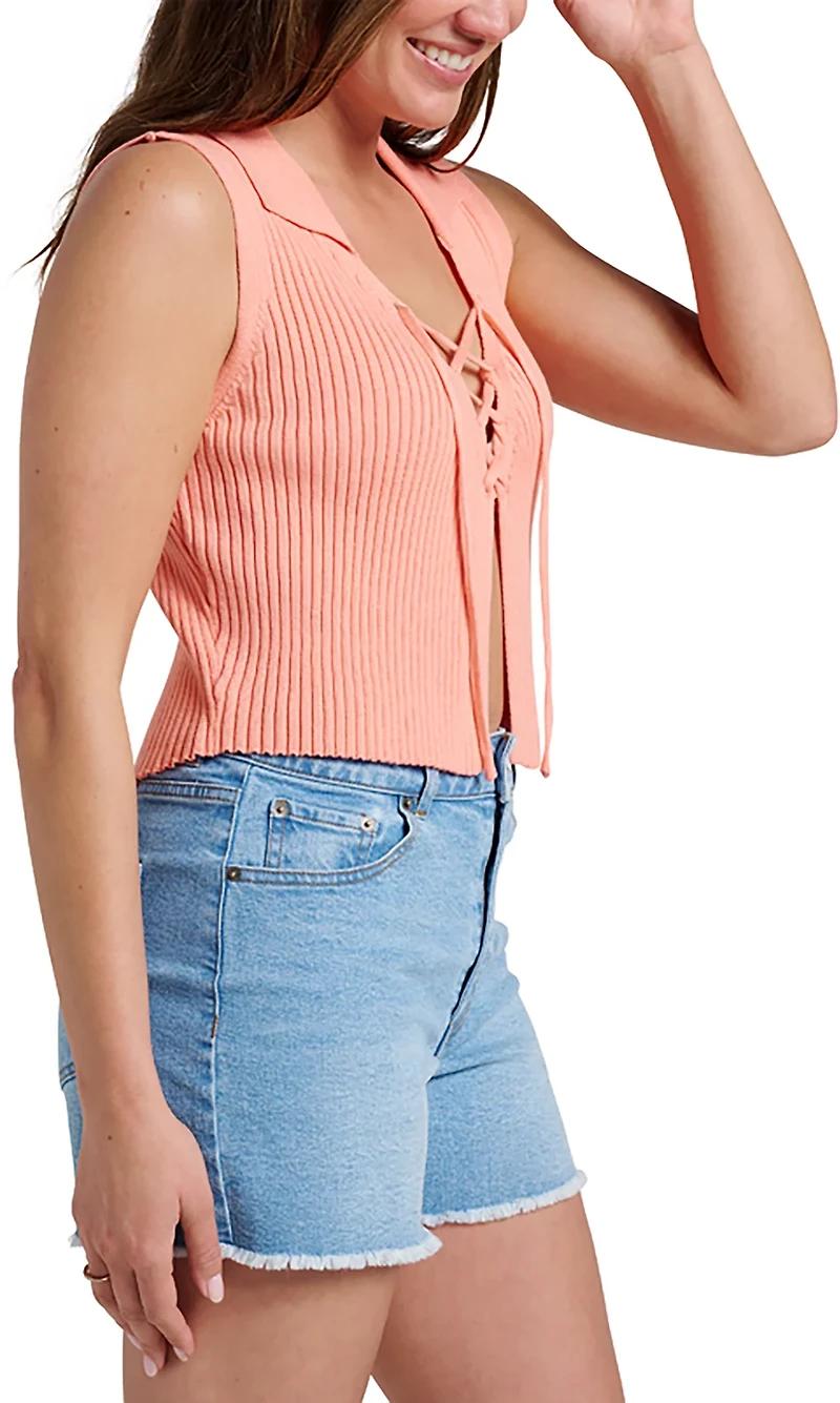 Quicksilver Women's Sandbar Sleeveless Lace Up Sweater