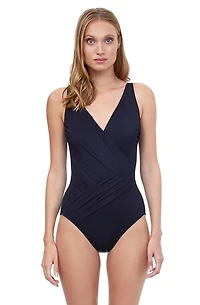 Gottex Women's Lattice V-Neck Surplice One Piece Swimsuit