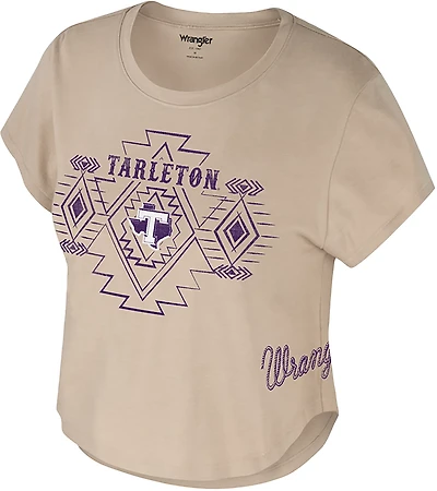 Wrangler Women's Tarleton State Southwest Geo Crop Short Sleeve T-shirt