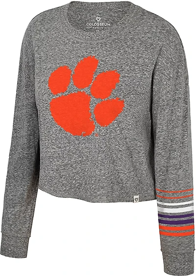 Colosseum Women's Clemson Blue Steel Cropped Long Sleeve T-shirt
