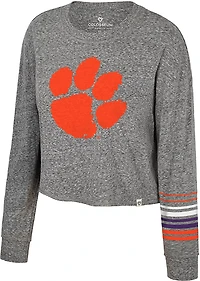 Colosseum Women's Clemson Blue Steel Cropped Long Sleeve T-shirt