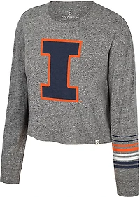 Colosseum Women's Illinois Blue Steel Cropped Long Sleeve T-shirt
