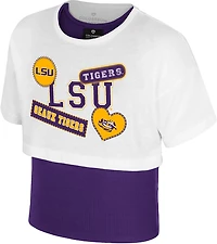 Colosseum Girls' LSU Gale 2Fer Short Sleeve Top