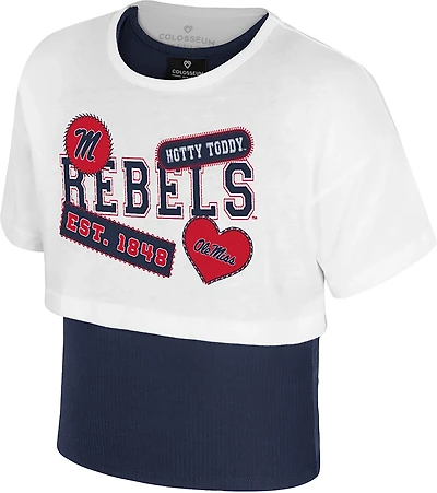 Colosseum Girls' Ole Miss Gale 2Fer Short Sleeve Top