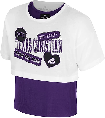 Colosseum Girls' TCU Gale 2Fer Short Sleeve Top