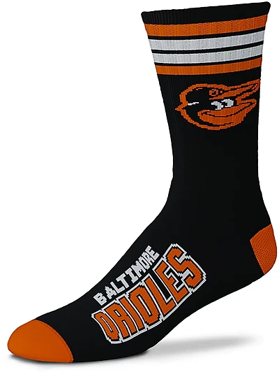 For Bare Feet Youth Baltimore Orioles 4-Striped Deuce Crew Socks