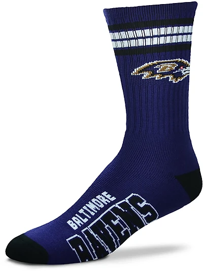 For Bare Feet Youth Baltimore Ravens 4-Striped Deuce Crew Socks