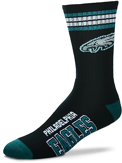 For Bare Feet Youth Philadelphia Eagles 4-Striped Deuce Crew Socks