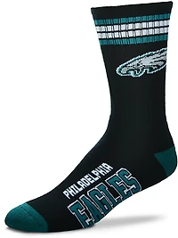 For Bare Feet Youth Philadelphia Eagles 4-Striped Deuce Crew Socks