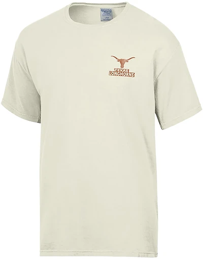 Comfort Wash Men's Texas Longhorns Cream Mascot Phrases Double Sided Short Sleeve T-shirt