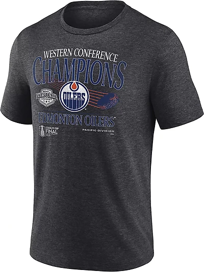 Fanatics Men's Edmonton Oilers 2025 NHL Conference Champions Old School Triblend Short Sleeve T-Shirt