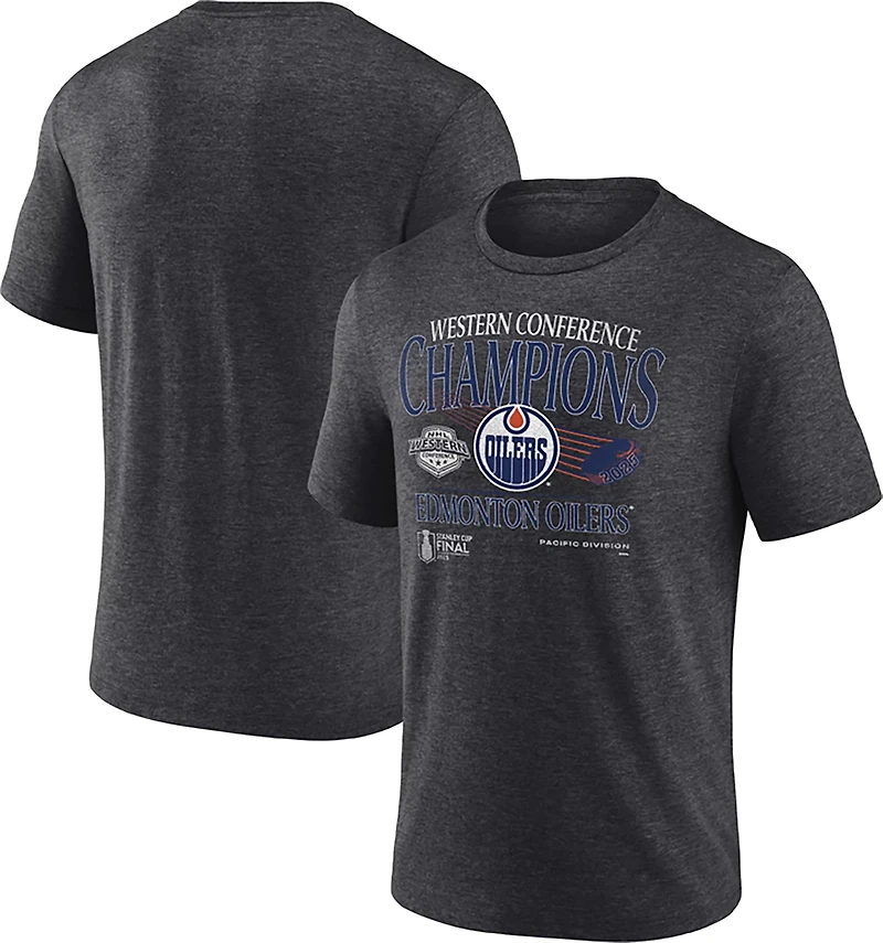 Fanatics Men's Edmonton Oilers 2025 NHL Conference Champions Old School Triblend Short Sleeve T-Shirt