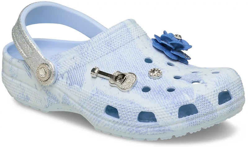 Crocs Adults' Rhinestone Denim Classic Clogs
